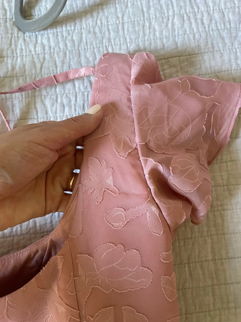 Azazie Bondi Rosette A-Line Side Slit Floral Burnout Dress - Size 12 - Picture 12 of 16